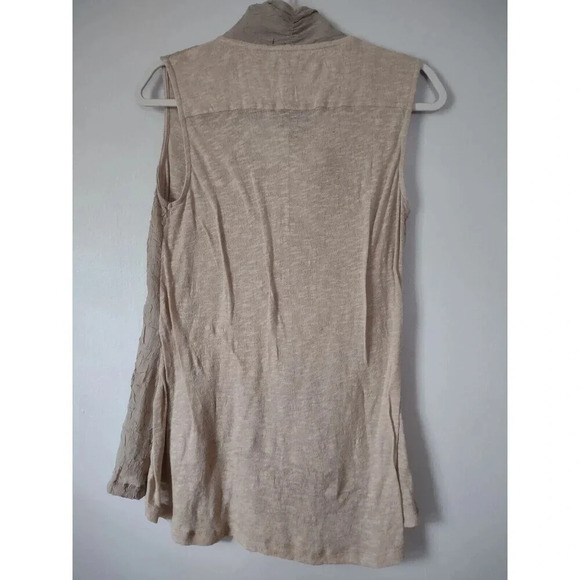 Anthropologie Fei Sz Medium Sleeveless Beaded Fall Tank with Necktie Tan Green - Picture 5 of 5